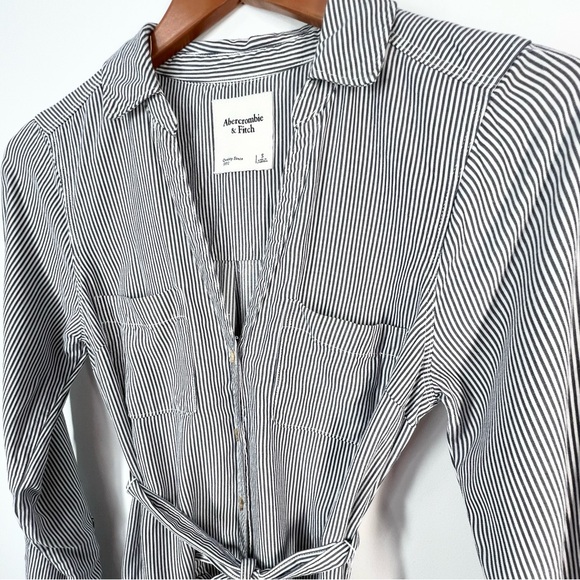 Abercrombie & Fitch Striped Belted Shirt Dress Small - Picture 4 of 11